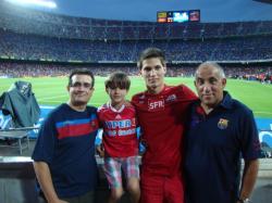 Les familles Bouvier et Gaugain au Camp Nou lors du 1er match de championnat de Liga FC Barcelone-Real Sociedad [5-1]